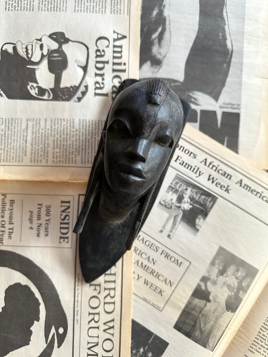 Vintage African Carved Wall Decor Bust